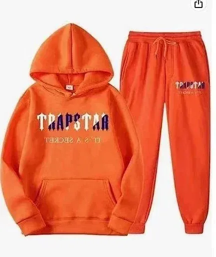 Trapstar Orange Graphic Hoodie and Sweatpants Set - 1