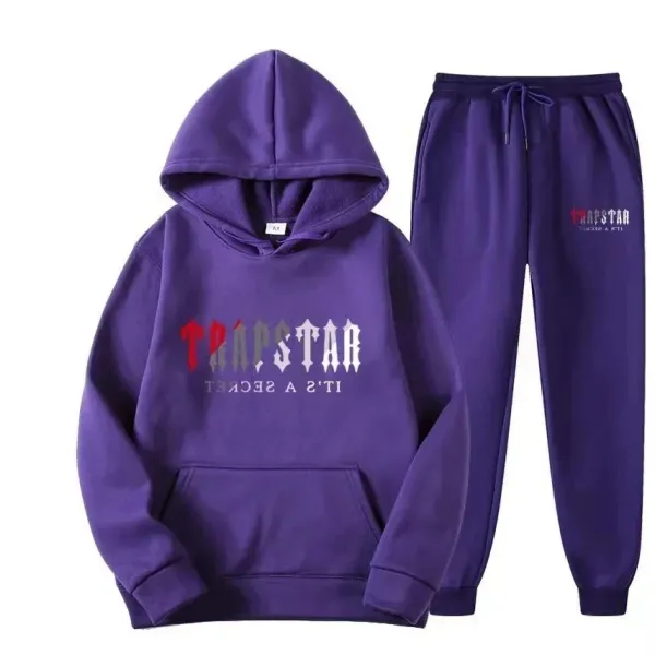 Trapstar Purple Graphic Hoodie and Sweatpants Set - 1