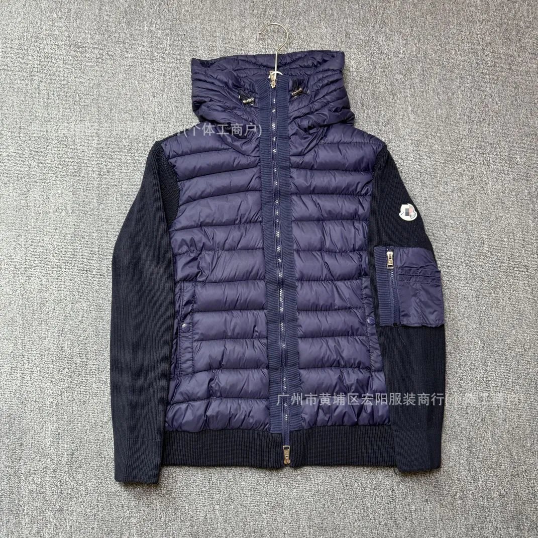 Navy Blue White Logo Hooded