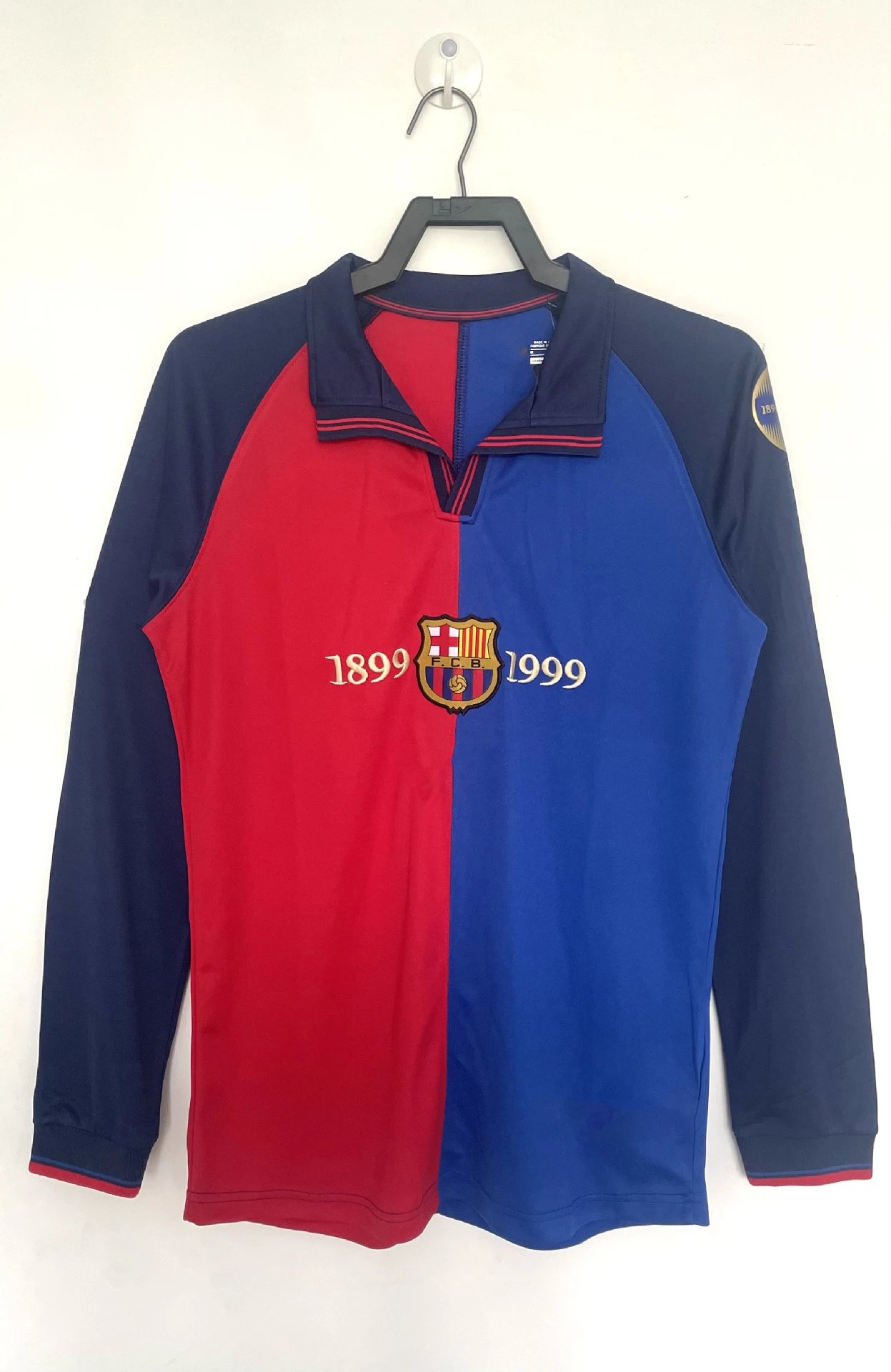 FC Barcelona 1899-1999 Centenary Commemorative Jersey Blue and Red Long-Sleeve Polo