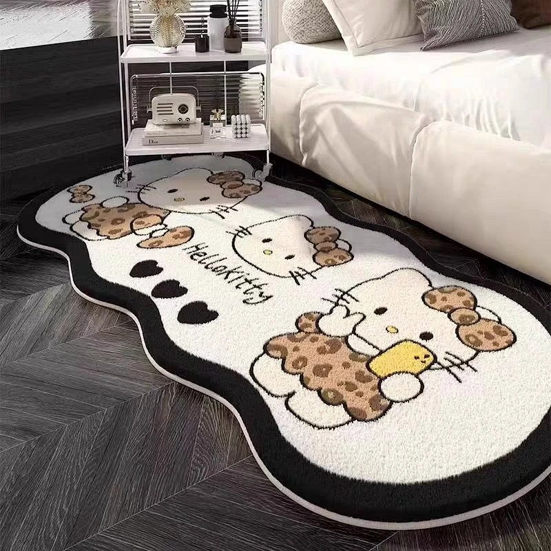 Cute Cartoon Hello Kitty Faux Cashmere Rug, Soft Thick Easy-Care Bedside & Balcony Mat