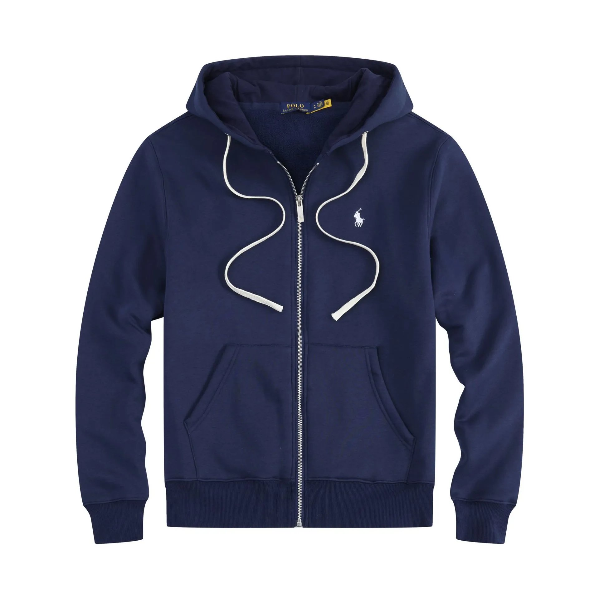 Navy blue white label