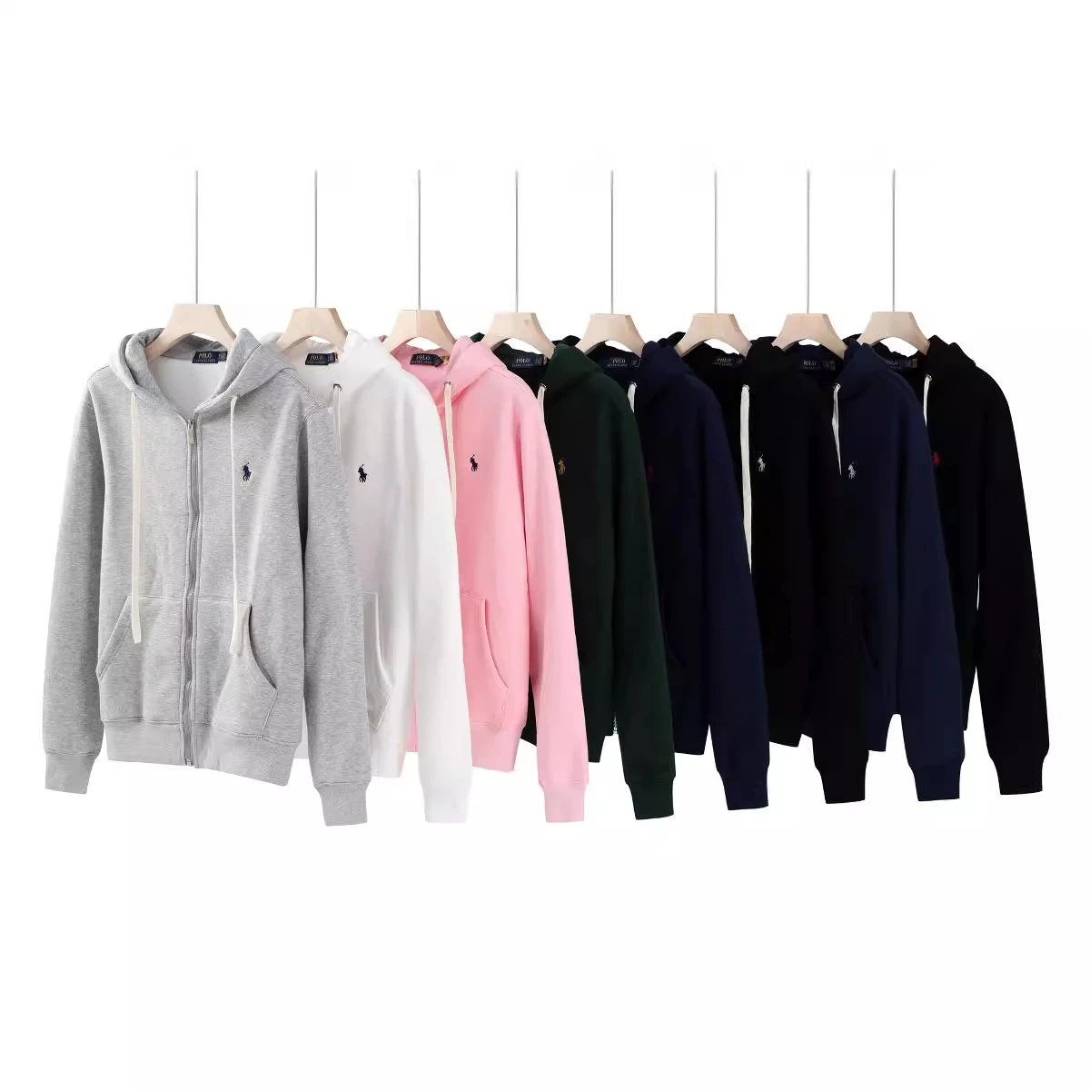 RL Ral * h Lau * en Classic Embroidered Velvet Hoodie Hoodie Hoodie with Zipper