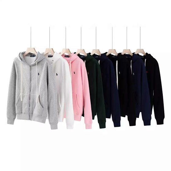 RL Ral * h Lau * en Classic Embroidered Velvet Hoodie Hoodie Hoodie with Zipper