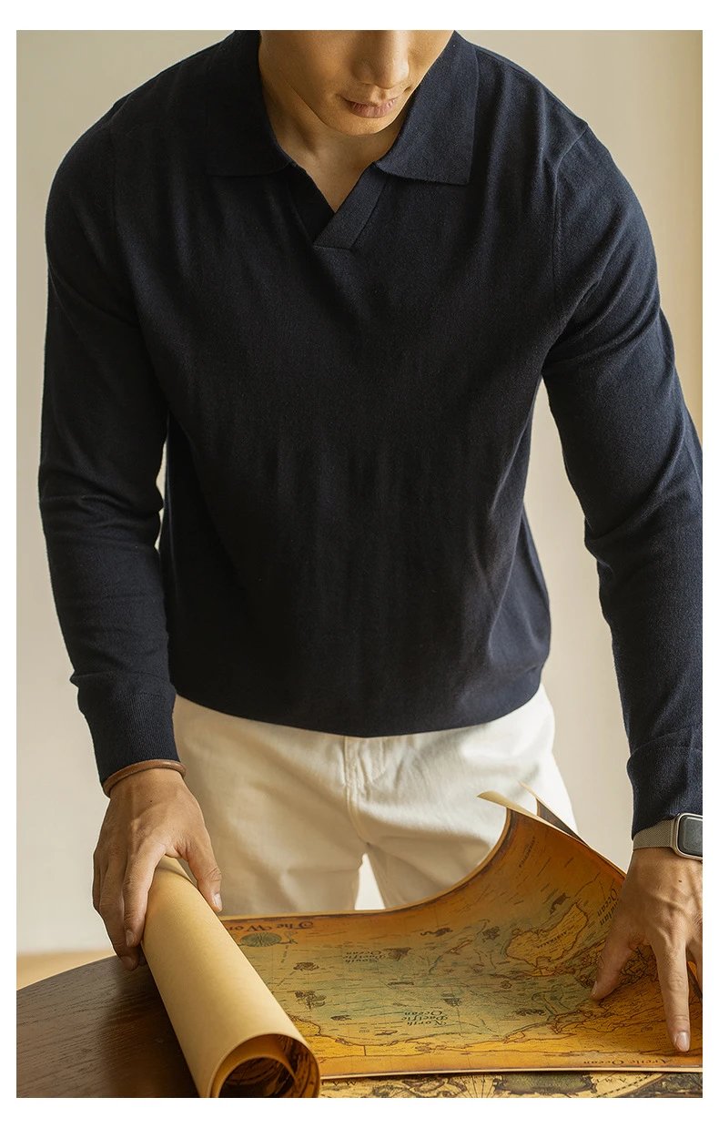 Design Knit Polo Shirt in Chocolate Brown - 19