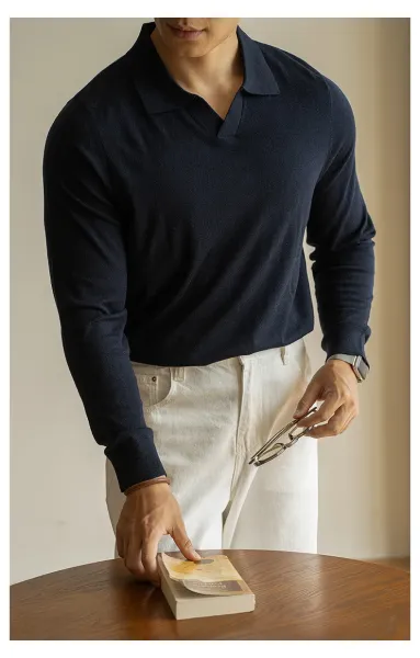 Design Knit Polo Shirt in Chocolate Brown - 20