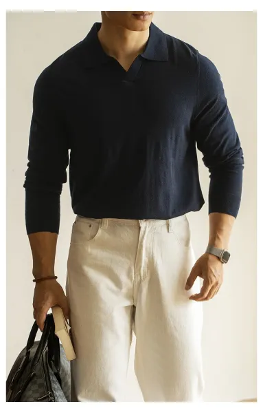 Design Knit Polo Shirt in Chocolate Brown - 21