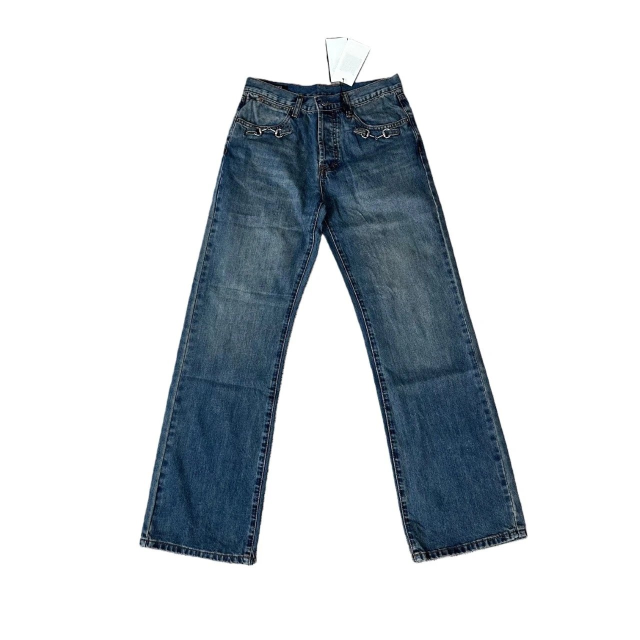 Pure Original 1:1 Cross-Border Bestseller Ready Stock G Brand New Nano Buckle Washed Denim Jeans Loose Fit Unisex Couple Style