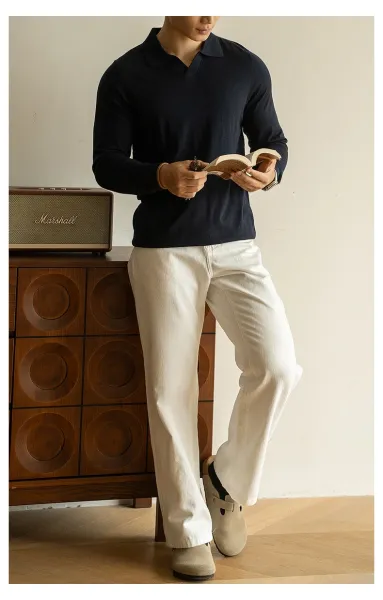 Design Knit Polo Shirt in Chocolate Brown - 17