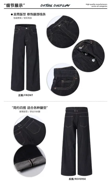 Unbranded Wide-Leg Cropped Denim Jeans Navy - 5