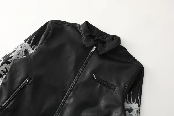 Philipp Plein Skull-Print Leather Jacket Black - 14