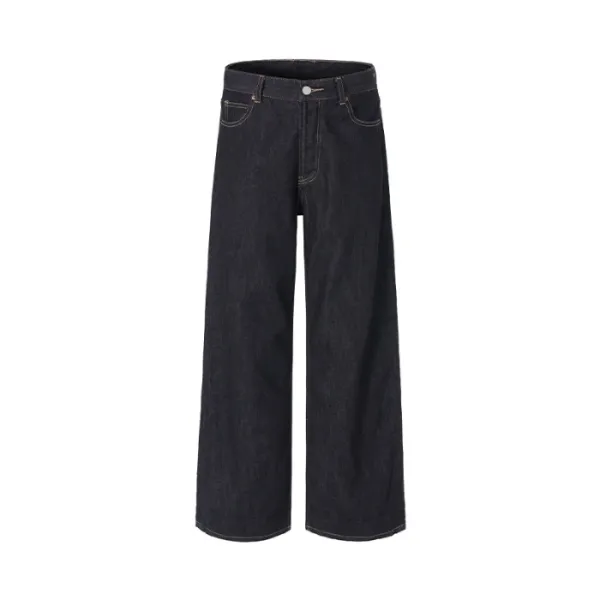 Unbranded Wide-Leg Cropped Denim Jeans Navy - 3