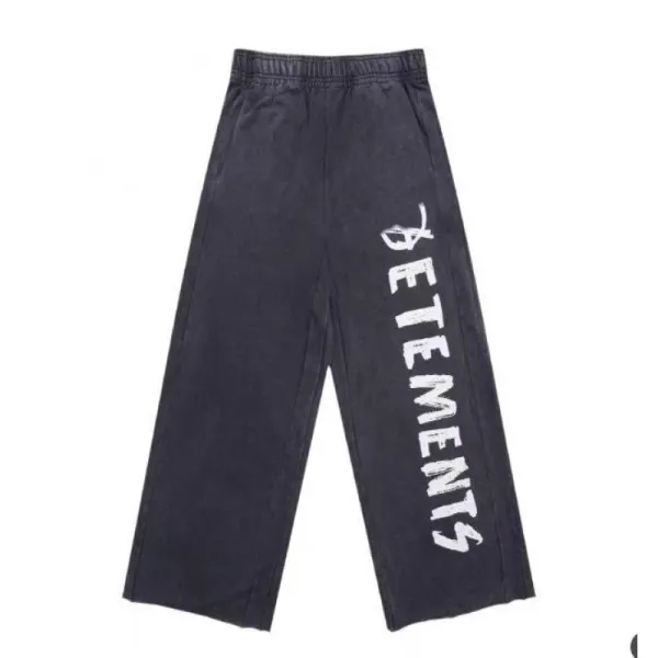 Vetements Logo Print Wide-Leg Sweatpants Navy - 1