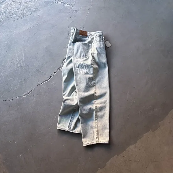 MOPTRA x Unknown Artist Light Wash Graffiti Jeans - 1