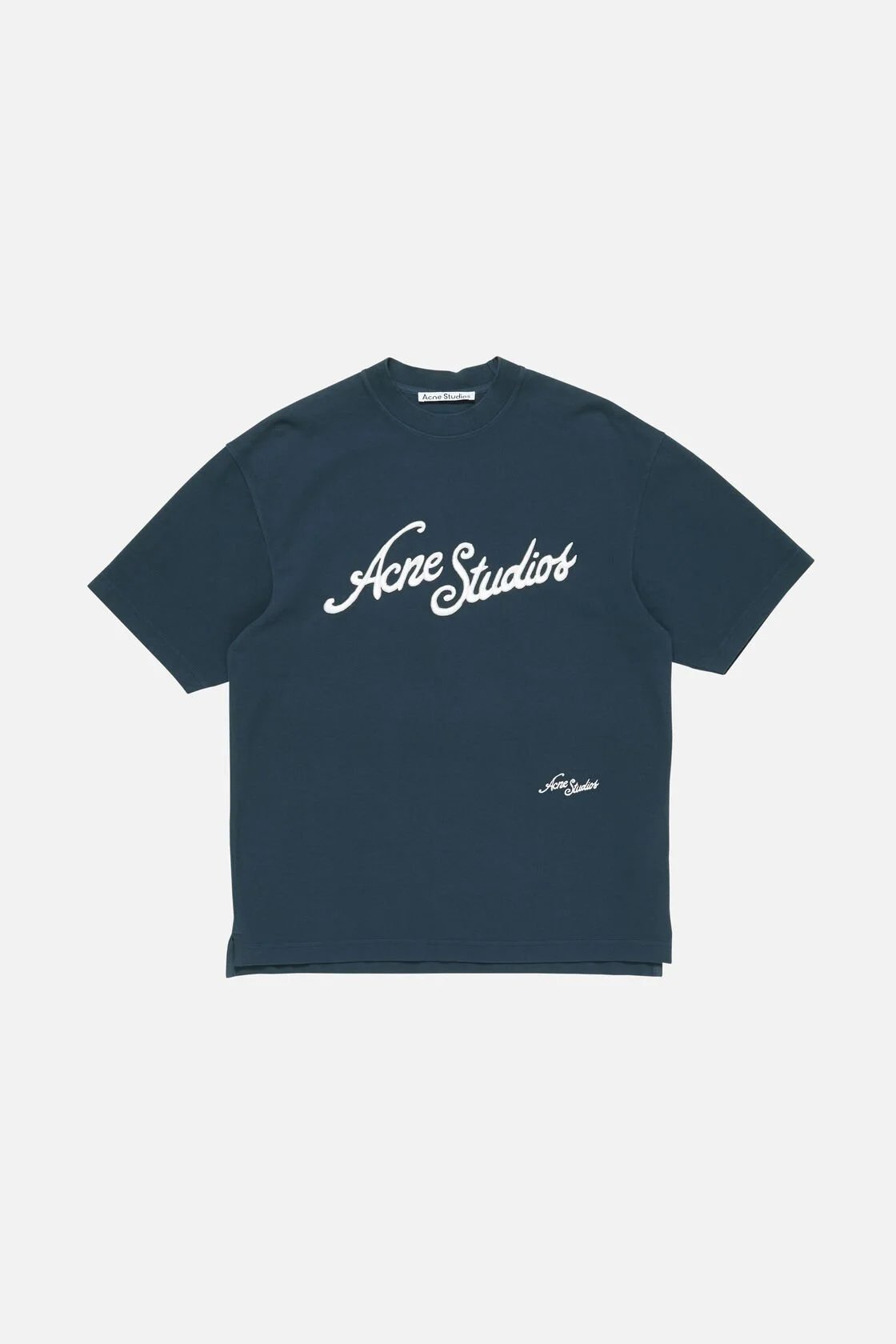 Acne Studios Script Logo T-Shirt Navy