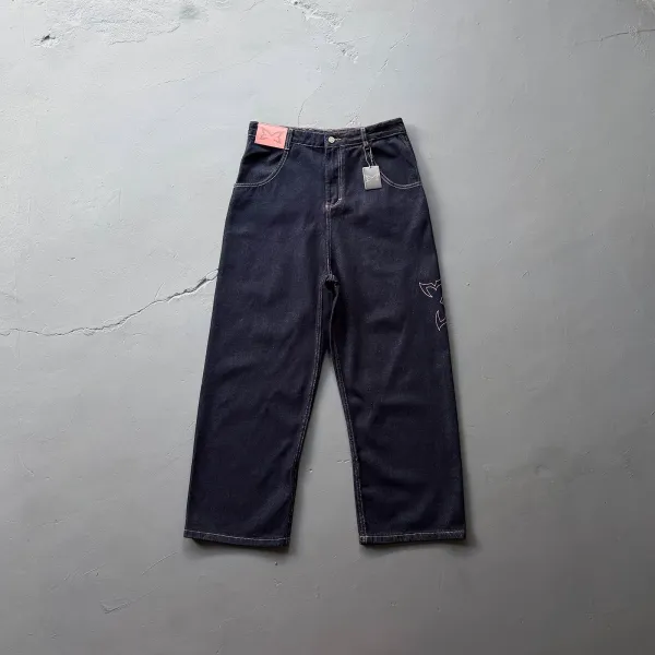 A Bathing Ape x Unknown Collaborator Denim Jeans with Embroidered Ape Head Logo - 12