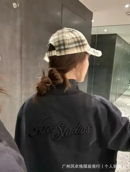 Acne Studios Script Logo Navy Blue Bomber Jacket - 19