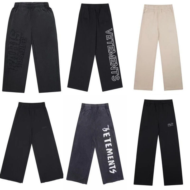 Vetements Logo Sweatpants Wide-Leg Cotton-Jersey Pants