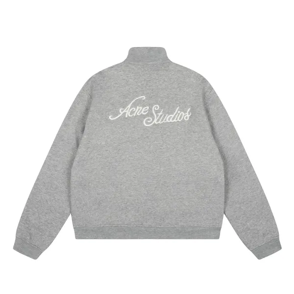 Acne Studios Script Logo Navy Blue Bomber Jacket - 6