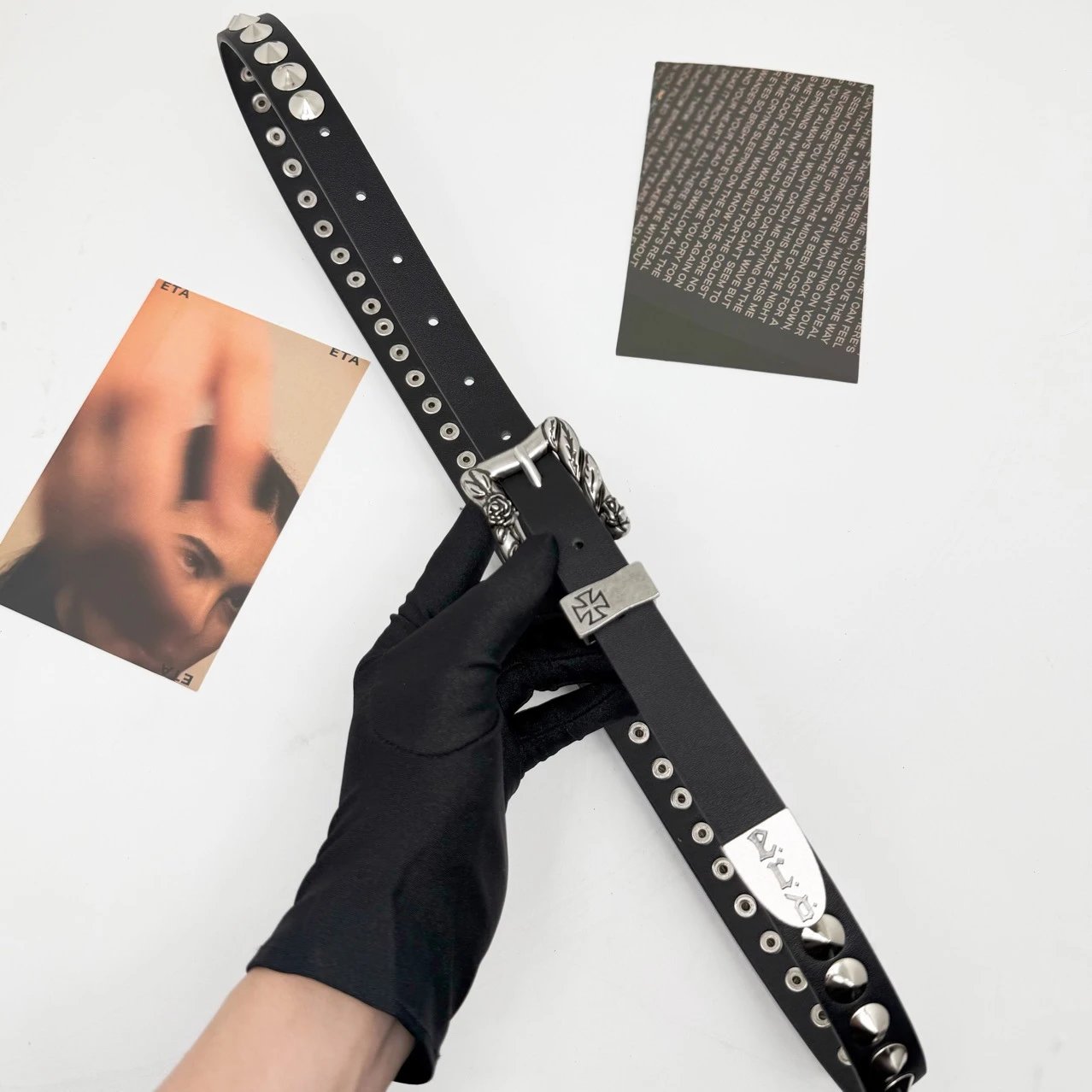 Philipp Plein Double Wrap Studded Leather Belt Black - 10