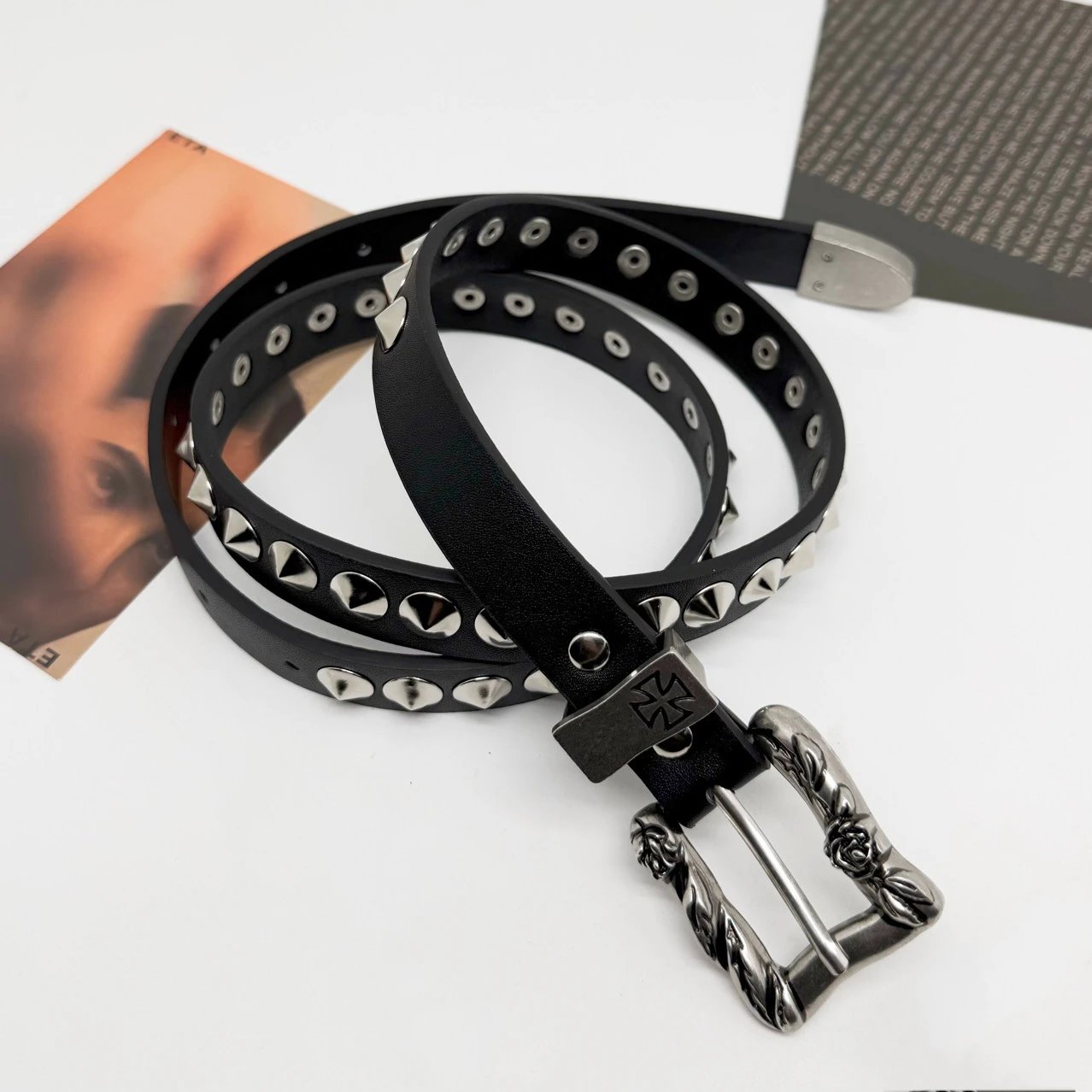 Philipp Plein Double Wrap Studded Leather Belt Black - 8