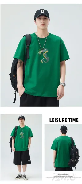 Design Dragon Embroidery Oversized T-Shirt Gray - 13
