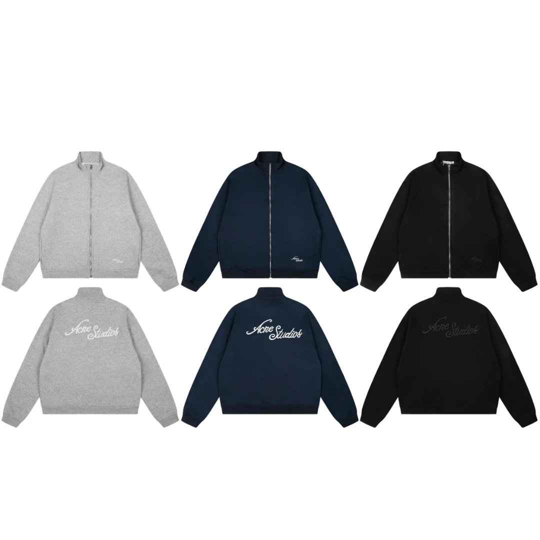 Cross-Border AC 25SS New Cotton Embroidered Fleece Zip Jacket Unisex Casual Hoodie