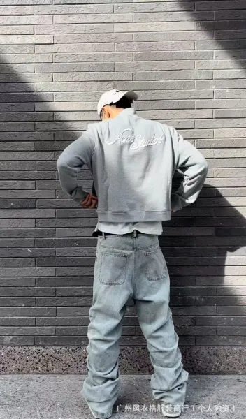 Acne Studios Script Logo Navy Blue Bomber Jacket - 13
