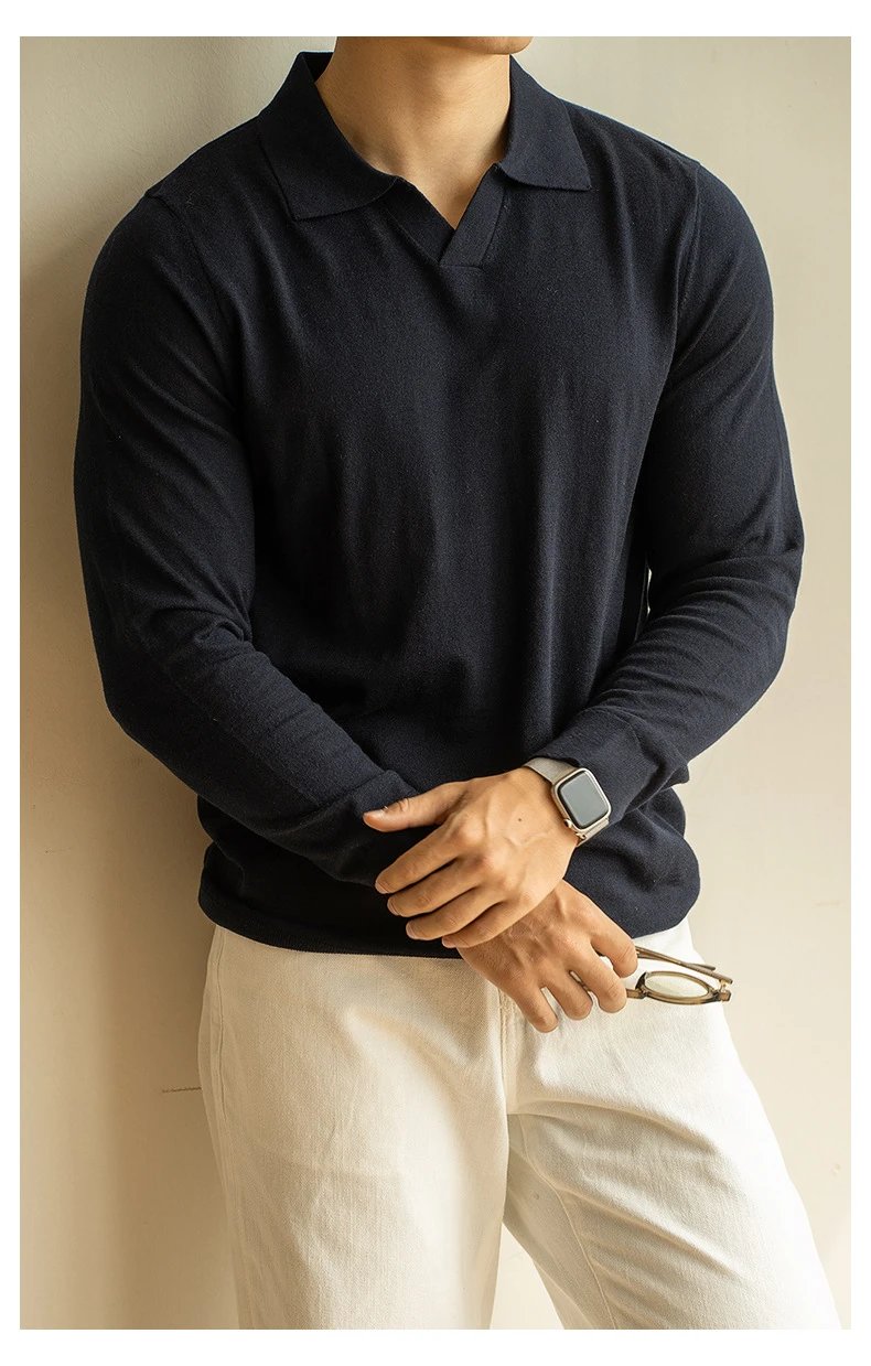 Design Knit Polo Shirt in Chocolate Brown - 18