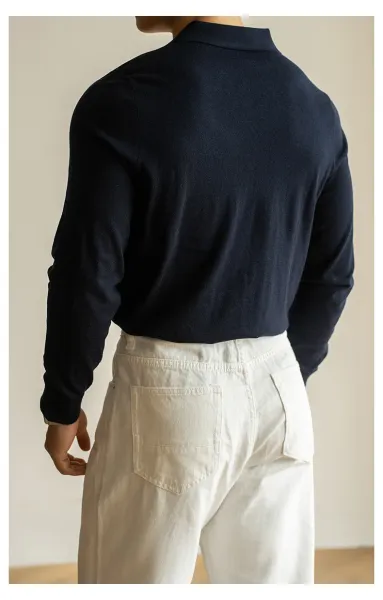 Design Knit Polo Shirt in Chocolate Brown - 26