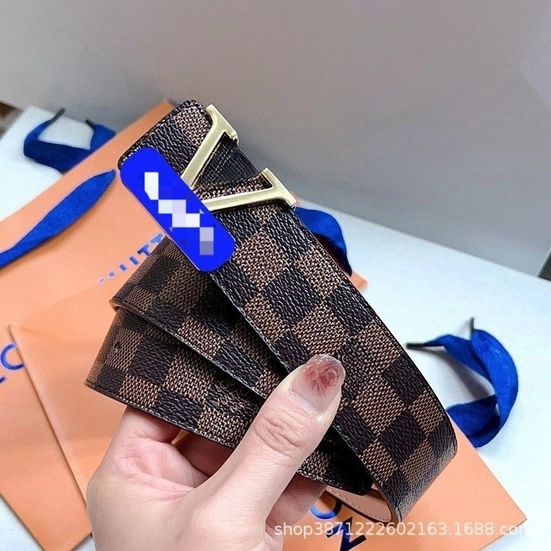 Brown Plaid Gold Buckle