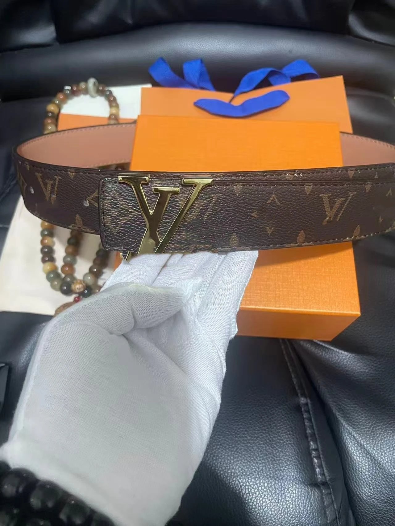 Brown Floral Gold Buckle