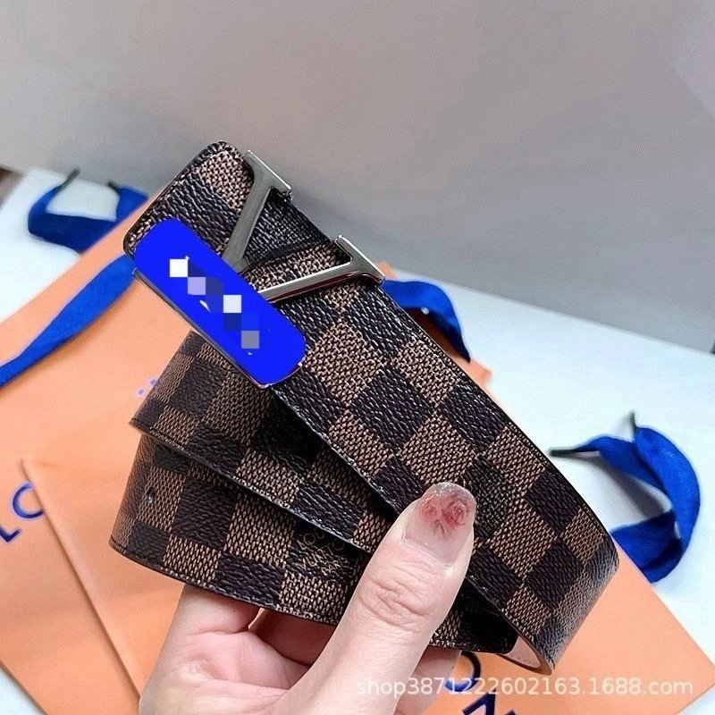 Brown Plaid Silver Buckle