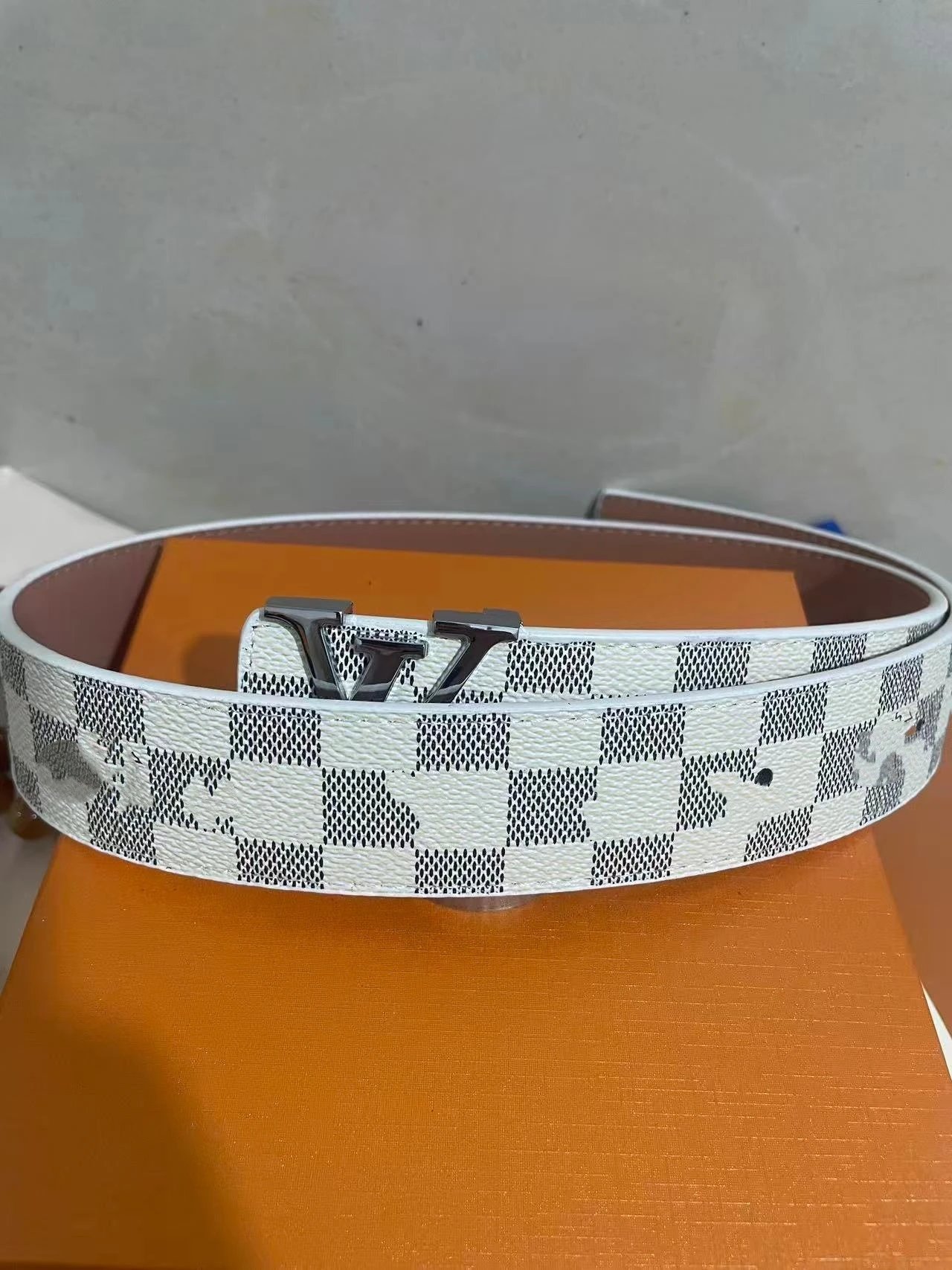 White Plaid Silver Buckle