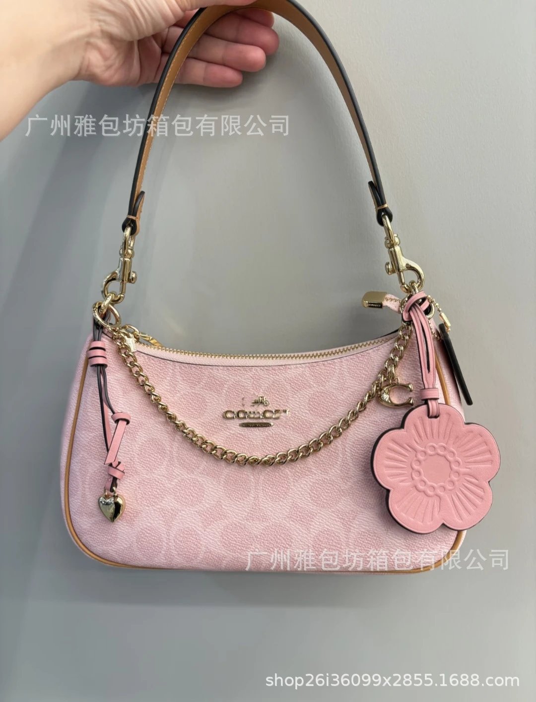 Coach Teri Shoulder Bag 25 Pink Signature Canvas
