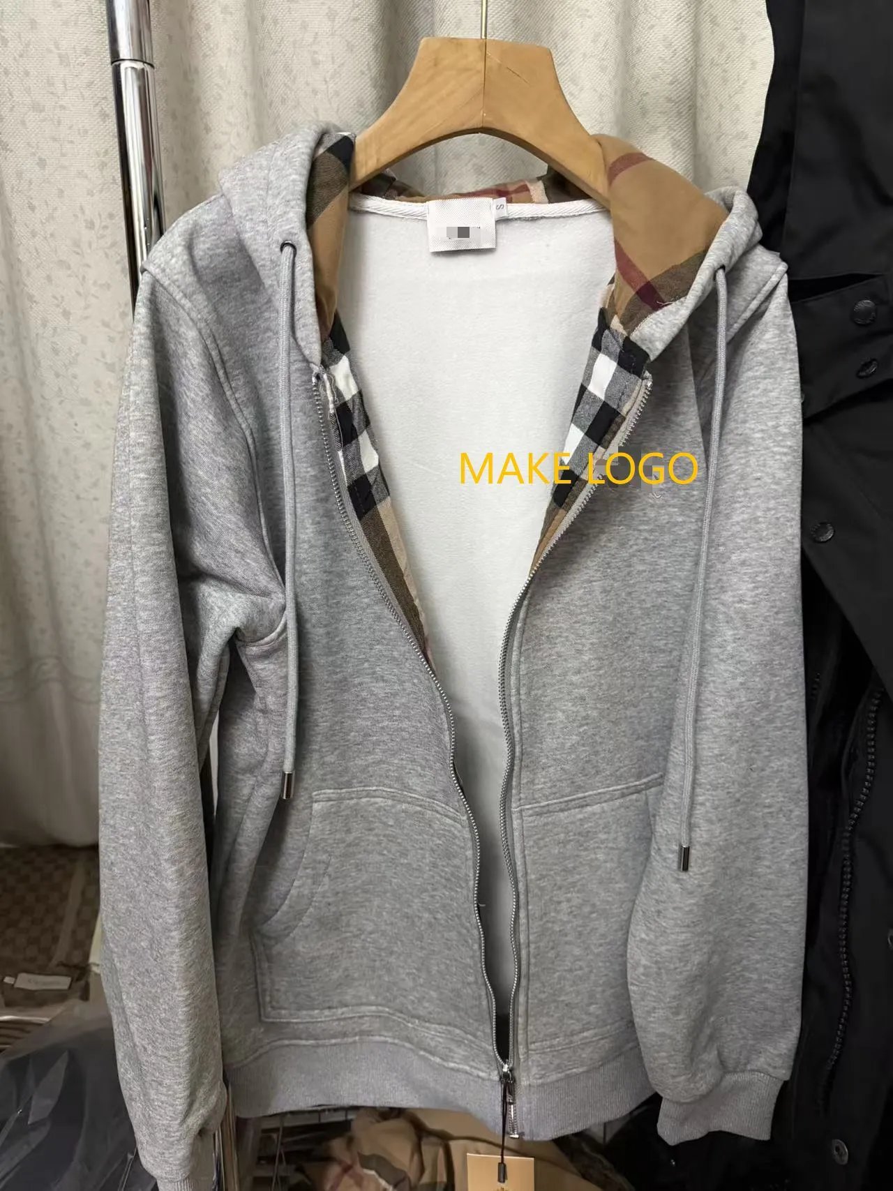 跨境欧美站高品质英伦风连帽男女卫衣秋冬夹克开衫订z刺绣