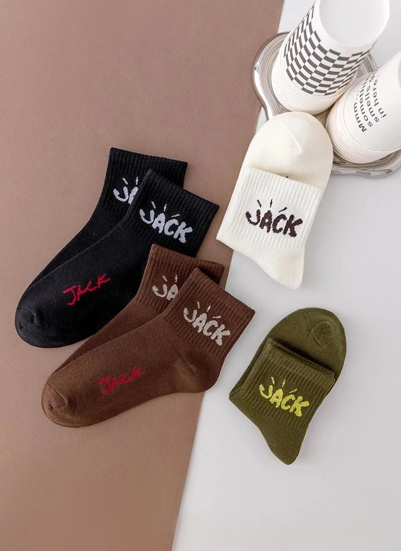 Design Jack Embroidered Crew Socks White - 8