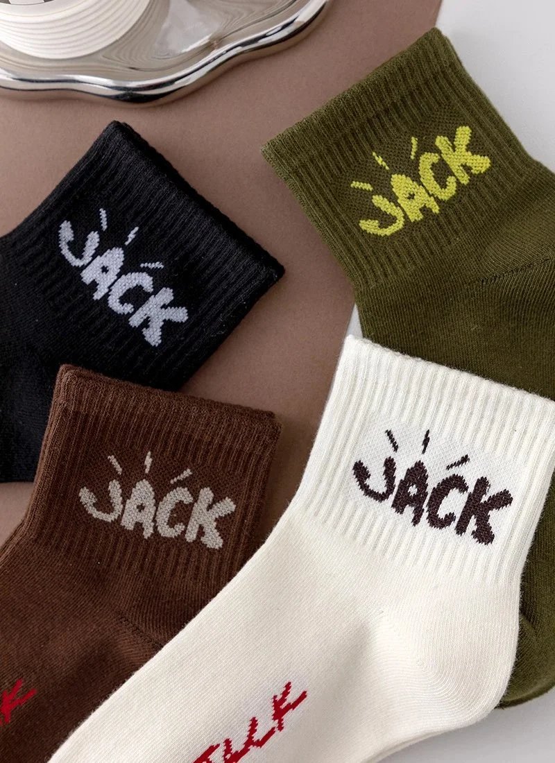 Design Jack Embroidered Crew Socks White - 9