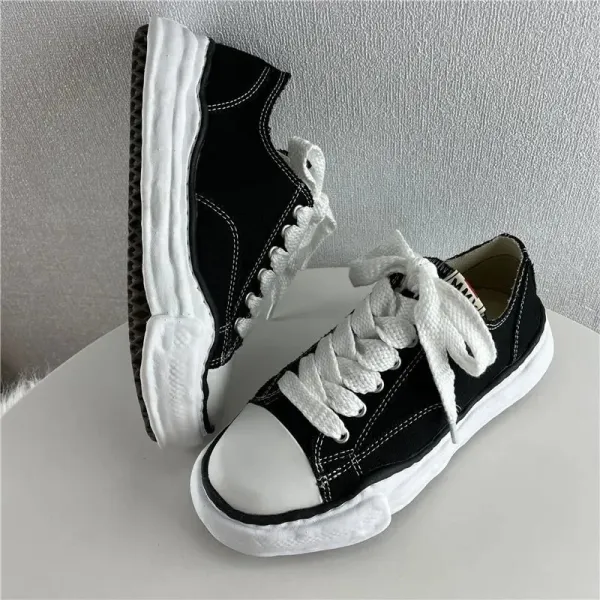 Design Oversized Chunky Sole Canvas Sneakers Black / White - 8