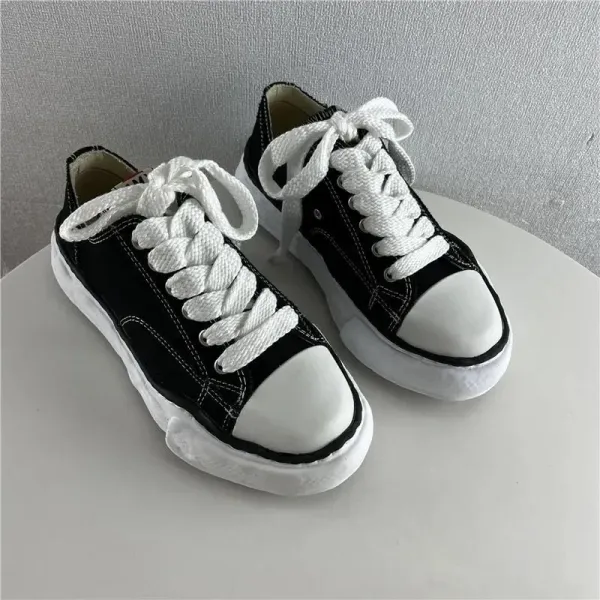 Design Oversized Chunky Sole Canvas Sneakers Black / White - 7