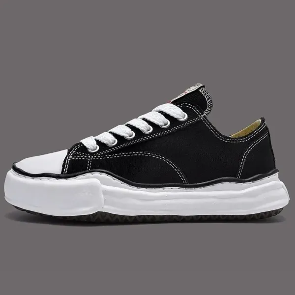 Design Oversized Chunky Sole Canvas Sneakers Black / White - 3