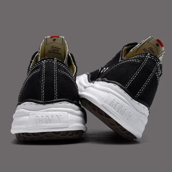Design Oversized Chunky Sole Canvas Sneakers Black / White - 6