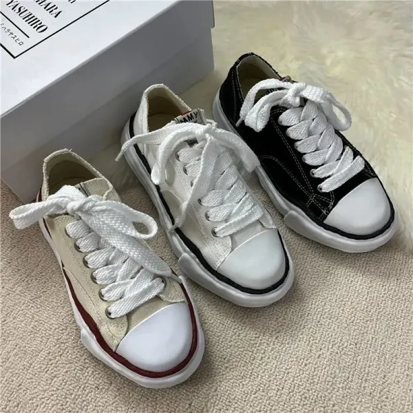 Design Oversized Chunky Sole Canvas Sneakers Black / White - 9