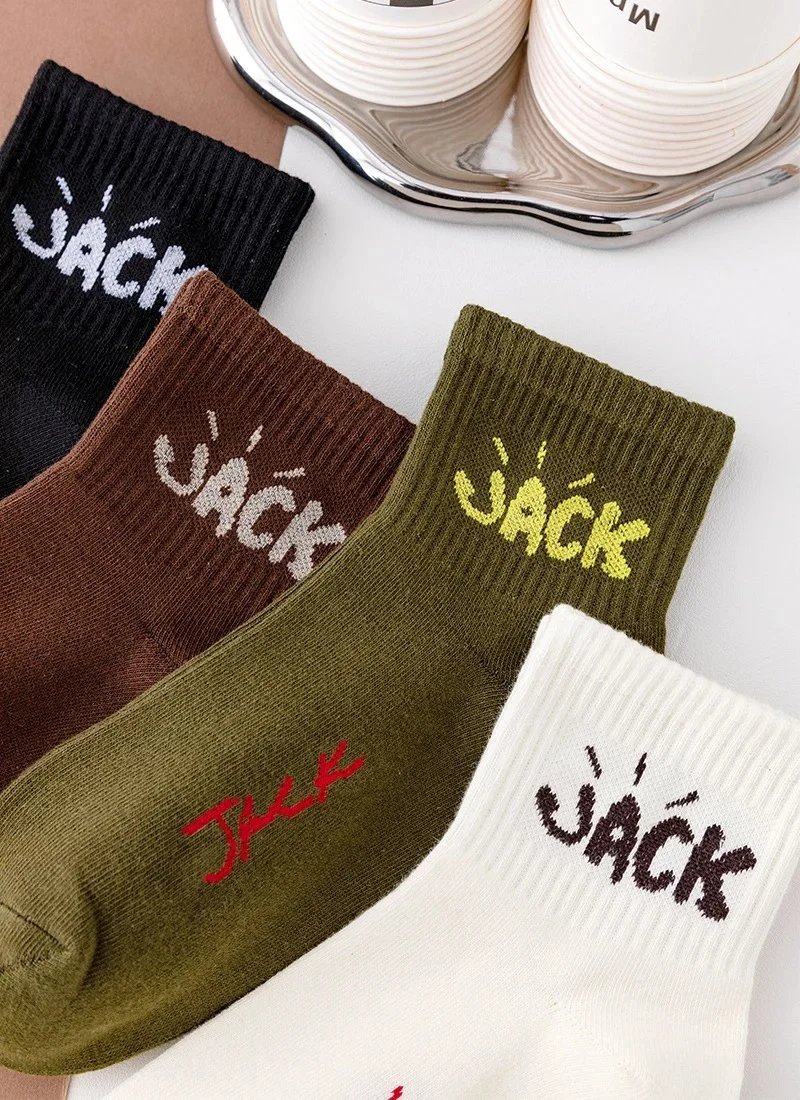 Design Jack Embroidered Crew Socks White - 7