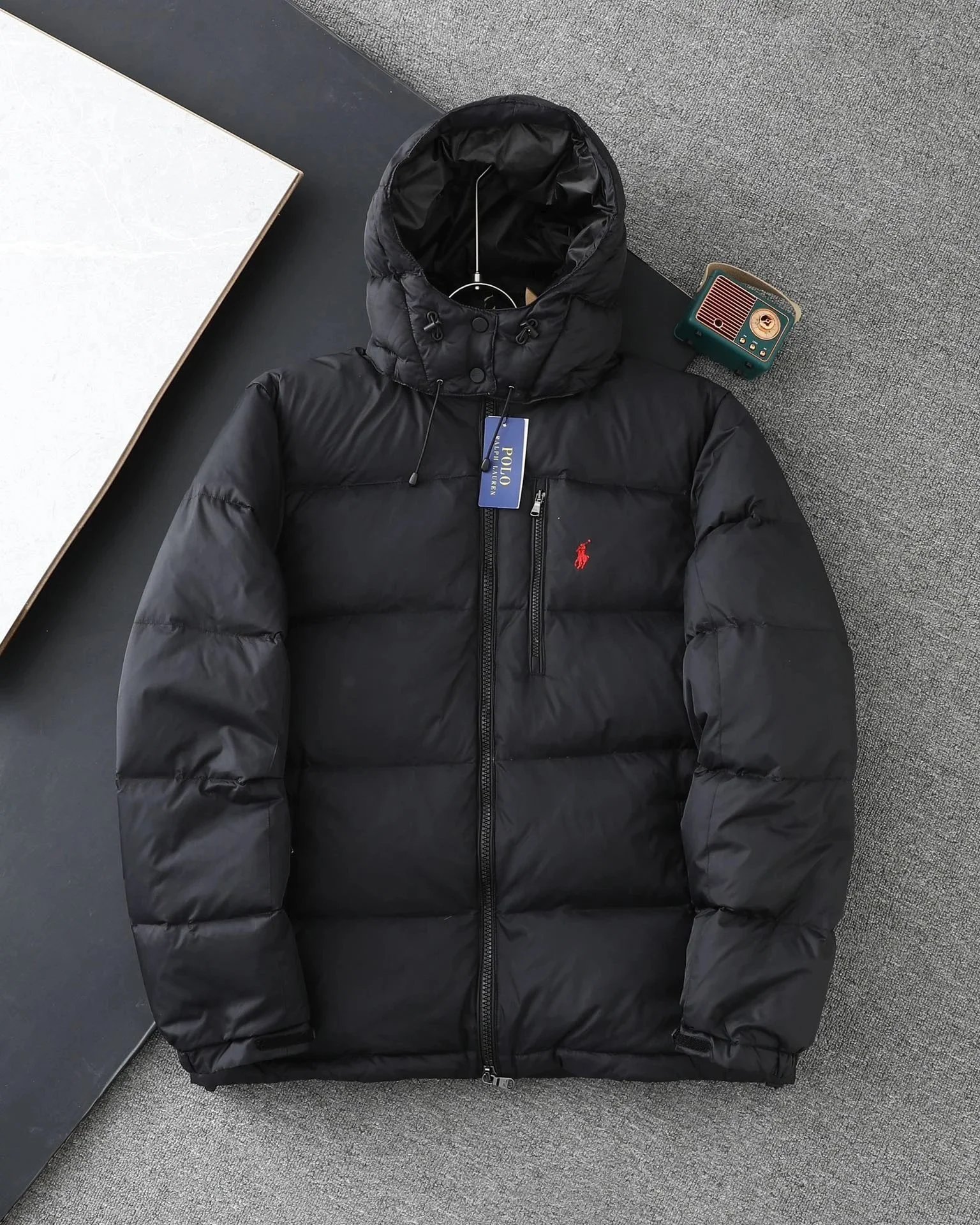 Ralph Lauren Black Puffer Jacket with Hood
