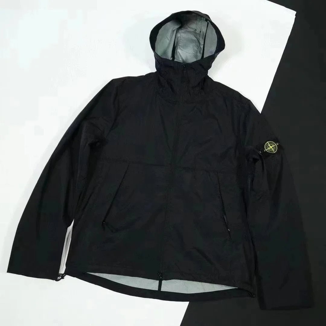 Stone Island Black Hooded Windbreaker
