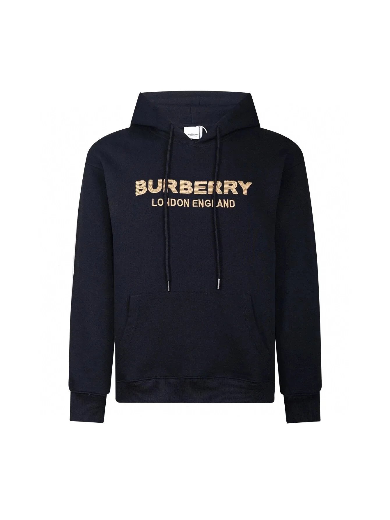 Burberry Black Hoodie with Monogram Logo and Check Pattern Hood Lining product photo 3