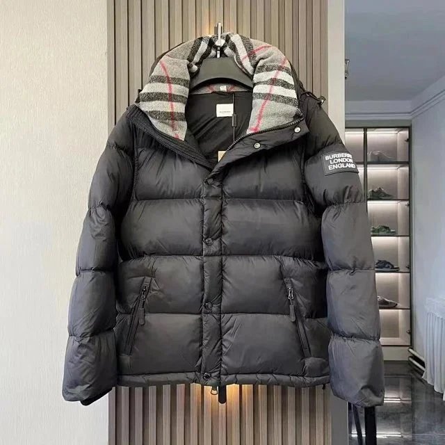 Burberry Puffer Jacket with Checkered Collar