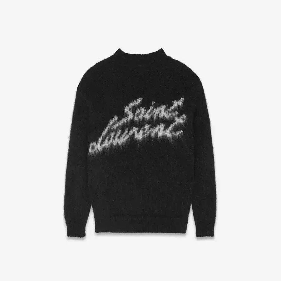 Saint Laurent black fuzzy knit sweater