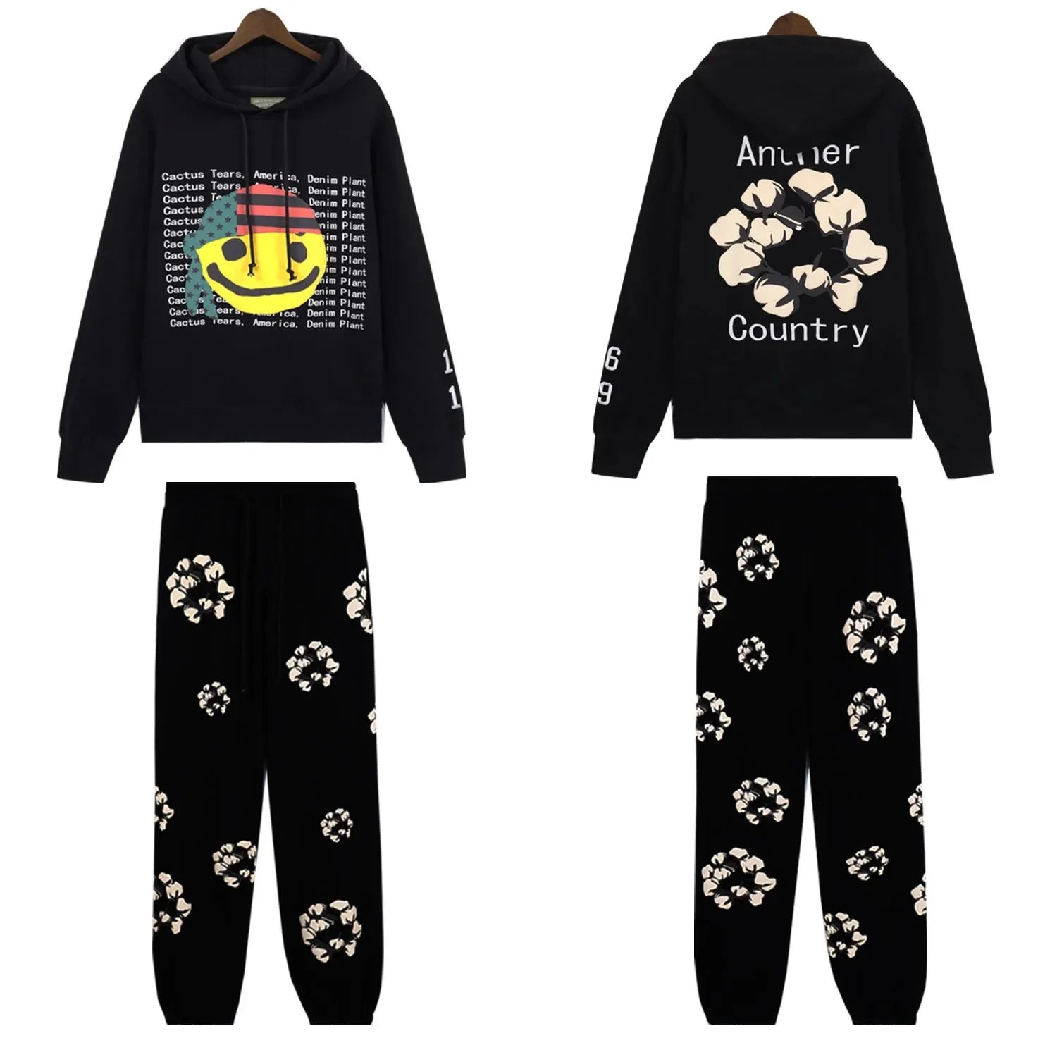 Denim Tears Black Hoodie and Sweatpants Matching Set with Graphic Print product photo 3